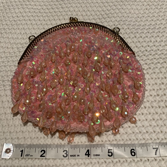 Pink Teardrop Beaded & Sequince Evening Bag - Picture 12 of 13